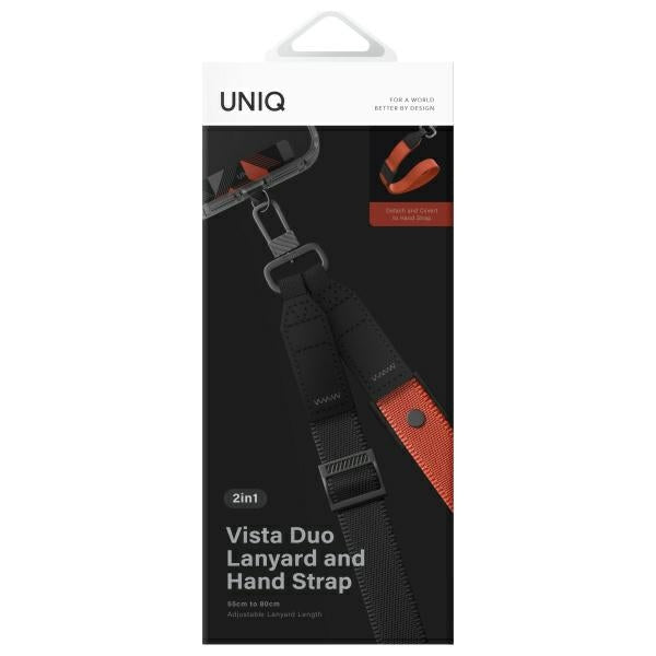 Uniq Vista 2-in-1 phone lanyard - black and orange