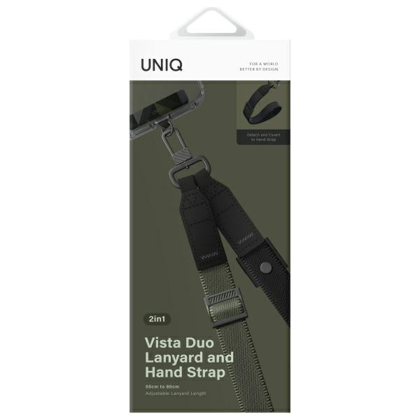 Uniq Vista 2-in-1 phone lanyard - green and black