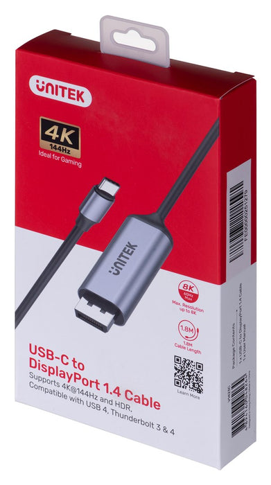 UNITEK ADAPTER USB-C, DISPLAYPORT 1.4, 8K@60HZ, 1,8M, V1423C