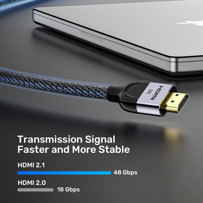 UNITEK 8K Braided Nylon 1M HDMI cable HDMI Type A (Standard) Grey
