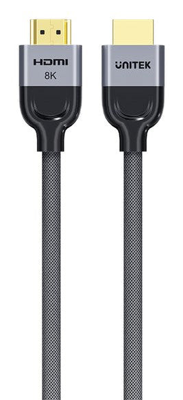 UNITEK 8K Braided Nylon 2M HDMI cable HDMI Type A (Standard) Grey