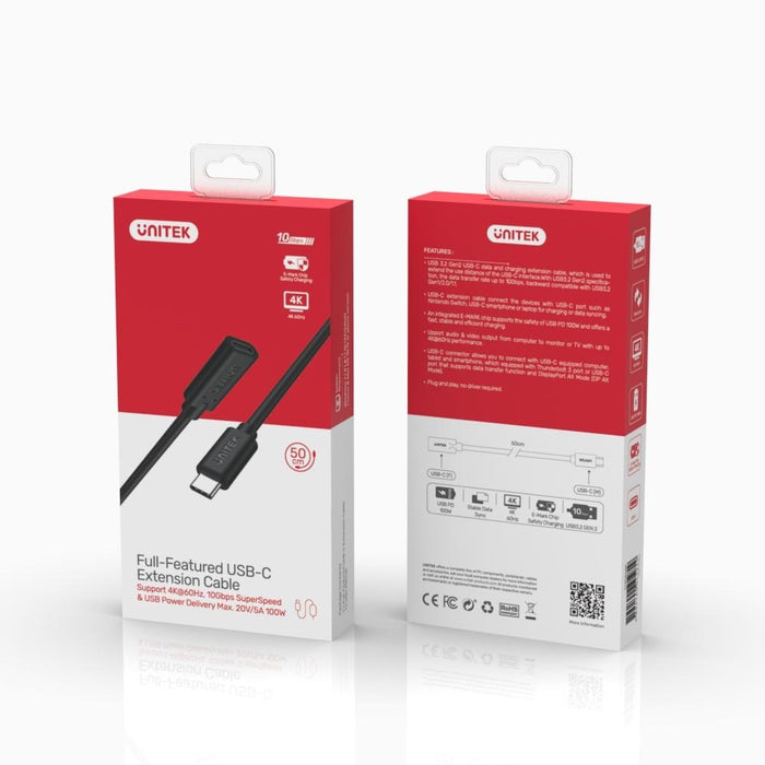 UNITEK C14086BK USB cable USB 3.2 Gen 2 (3.1 Gen 2) 0.5 m USB C Black