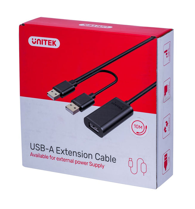 UNITEK Y-278 USB cable USB 2.0 10 m 2 x USB A USB A Black