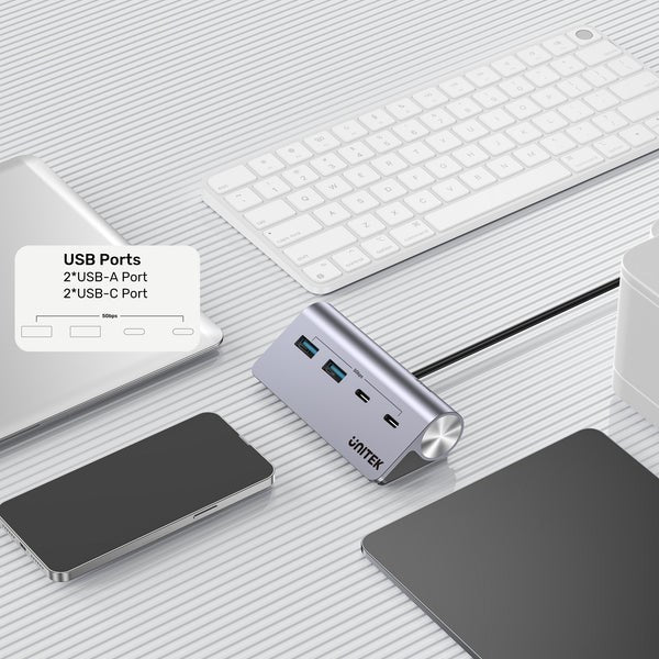 UNITEK H1337AGY01 interface hub USB 3.2 Gen 1 (3.1 Gen 1) Type-C 5000 Mbit/s Grey