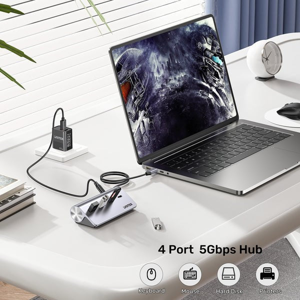 UNITEK ALUMINIUM USB-C HUB 2X USB-A 2X USB-C 5GBPS
