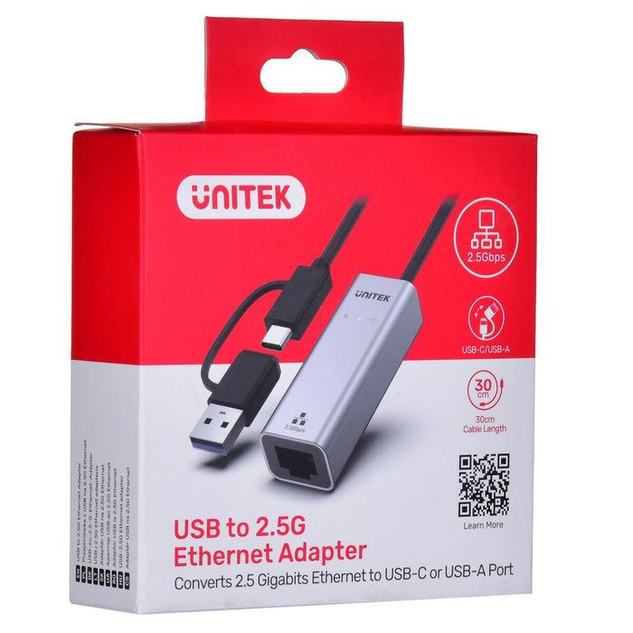 USB-C to Ethernet Adapter Unitek U1313C Grey 30 cm