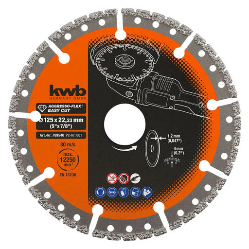 UNIVERSAL DIAMOND DISC F125 MM KWB 125x1.2x22.23 - Дискове за ъглошлайфи<<<Консумативи за
