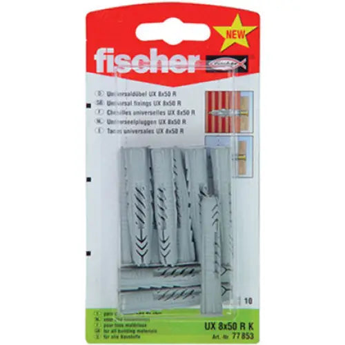 UNIVERSAL DOWEL F8X50MM 10 PIECES FISCHER UX RK - Комплекти дюбели<<<Дюбели<<<Инструменти и