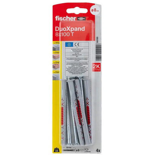 UNIVERSAL DOWEL WITH SCREW 8X100 TK 4 PCS. FISCHER DUOXPAND - Комплекти дюбели<<<Дюбели<<<Инструменти и