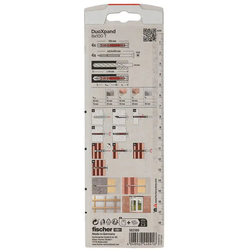 UNIVERSAL DOWEL WITH SCREW 8X100 TK 4 PCS. FISCHER DUOXPAND - Комплекти дюбели<<<Дюбели<<<Инструменти и