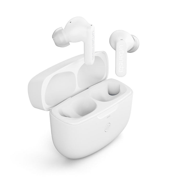 URBANISTA ATLANTA Bluetooth earphones black 34 hours total playtime Hybrid active noise cancelling Touch controls IPX4 white