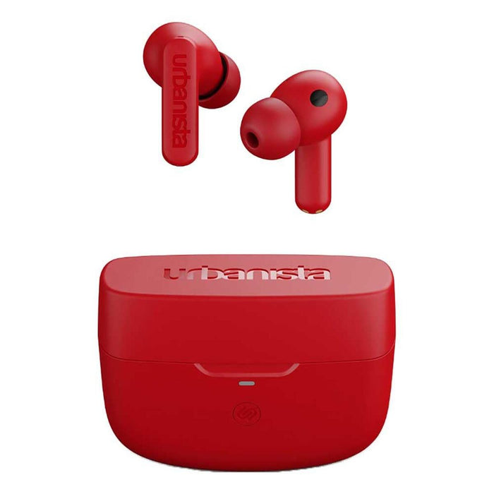 URBANISTA ATLANTA Bluetooth earphones black 34 hours total playtime Hybrid active noise cancelling Touch controls IPX4 red
