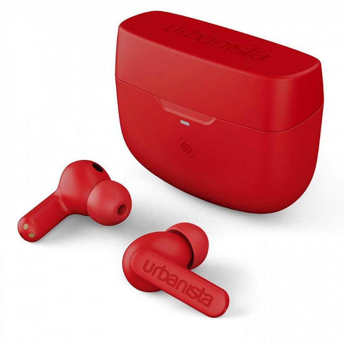 URBANISTA ATLANTA Bluetooth earphones black 34 hours total playtime Hybrid active noise cancelling Touch controls IPX4 red