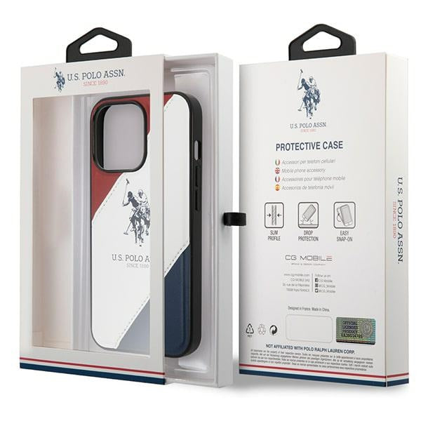 US Polo USHCP14XPSO3 iPhone 14 Pro Max 6.7" white/white Tricolor Embossed
