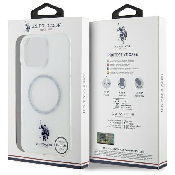 US Polo IML Ring MagSafe iPhone 16 Pro Case - White