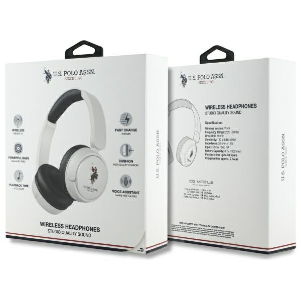 US Polo Bluetooth Headphones USHPV6PUNH White DH Color Logo