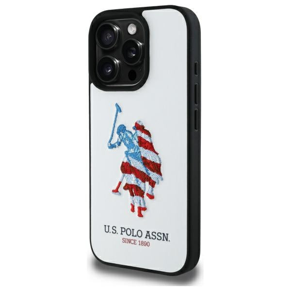 US Polo USHCP15XPUSH iPhone 15 Pro Max 6.7" white/white Leather Big DH American Flag