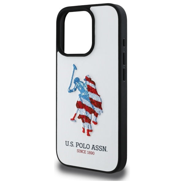 US Polo USHCP15XPUSH iPhone 15 Pro Max 6.7" white/white Leather Big DH American Flag