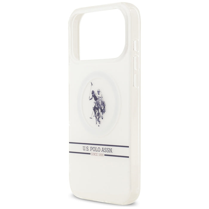 US Polo DH and Bottom Stripe Logo MagSafe Case for iPhone 17 Pro Max - White