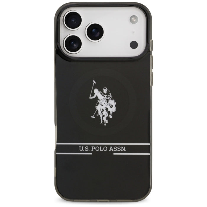 US Polo DH and Bottom Stripe Logo MagSafe Case for iPhone 17 Pro Max - Black