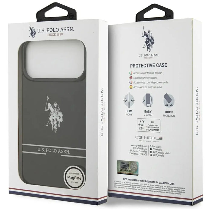 US Polo DH and Bottom Stripe Logo MagSafe Case for iPhone 17 Pro Max - Black - Cell phone cases and covers<<<HurtelXML