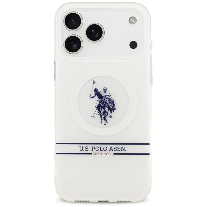 US Polo DH and Bottom Stripe Logo MagSafe Case for iPhone 17 Pro Max - White - Cell phone cases and covers<<<HurtelXML