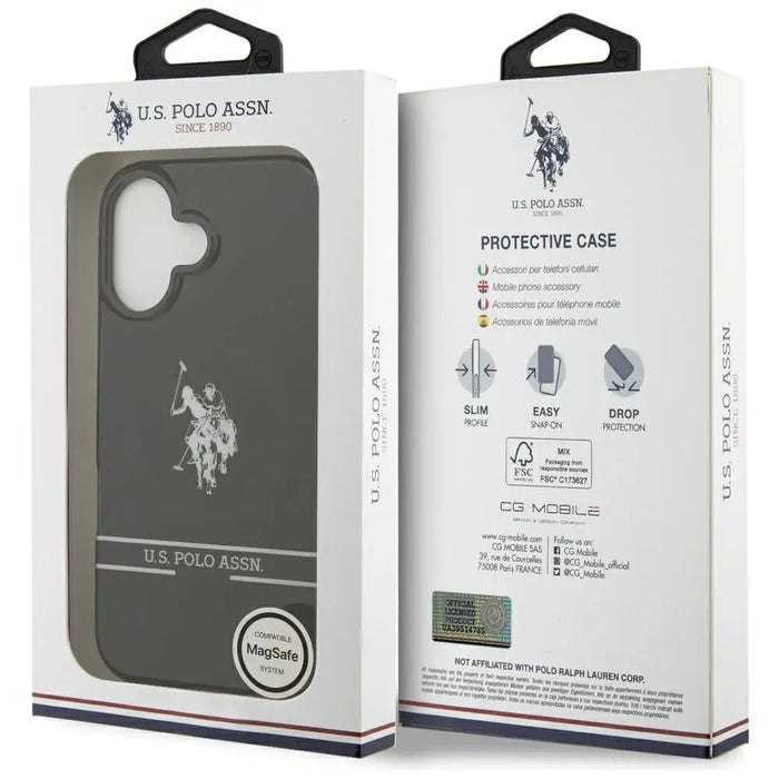 US Polo DH and Bottom Stripe Logo MagSafe iPhone 17 Case - Black - Cell phone cases and covers<<<HurtelXML