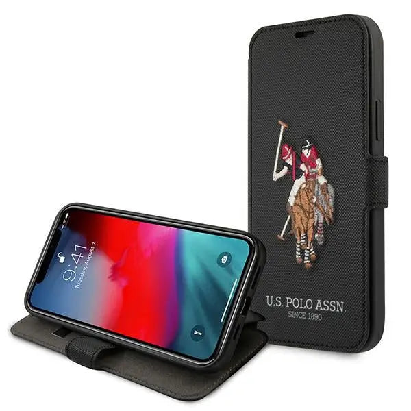 US Polo USFLBKP12LPUGFLBK iPhone 12 Pro Max 6,7’’ czarny/black book Polo Embroidery Collection - Cell phone cases