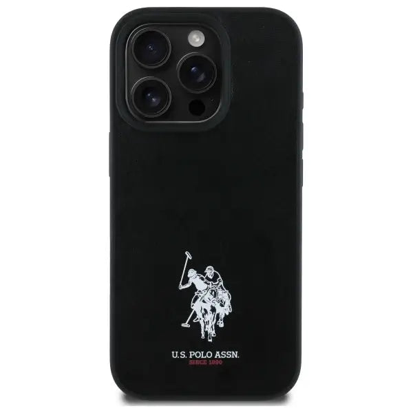US Polo USHCP15XPGEK iPhone 15 Pro Max 6.7’’ black/black Leather Embroidered DH Color - Cell phone cases
