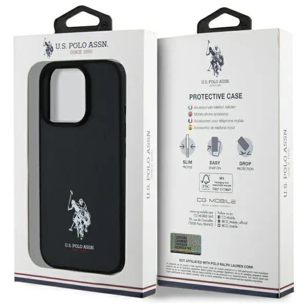US Polo USHCP15XPGEK iPhone 15 Pro Max 6.7’’ black/black Leather Embroidered DH Color - Cell phone cases