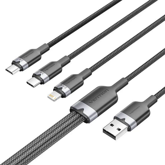 USB 2.0 A male to 3-in-1 USB-C Lightning and Micro-B male cable Vention 3A CTPBG 1.5m - Combo Cables<<<USB cables<<<GSM
