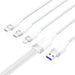 USB 2.0 A to 3-in-1 6A cable Vention CTRWG 1.5M (white) - USB cables<<<Cables<<<IT Accessories<<<InnproXML