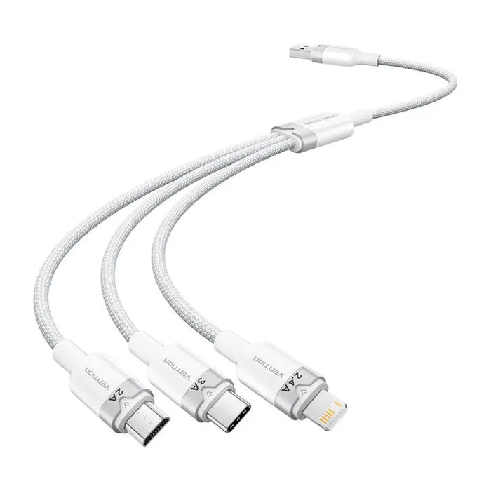 USB 2.0 A to 3in1 3A cable Vention CTPWG 1.5M (white) - USB cables<<<Cables<<<IT Accessories<<<InnproXML