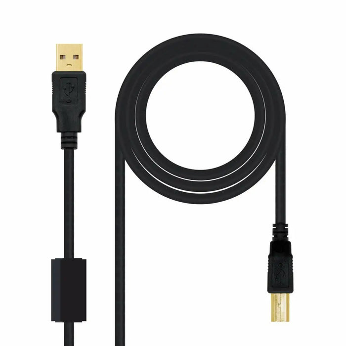 USB 2.0 A to USB B Cable NANOCABLE 10.01.1205 Black 5 m - Компютър Кабели и адаптери<<<Компютри|