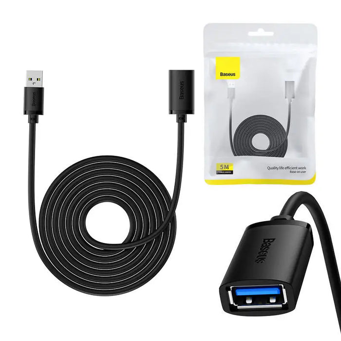 USB 3.0 Extension cable Baseus male to female AirJoy Series 5m (black) - USB cables<<<Cables<<<IT