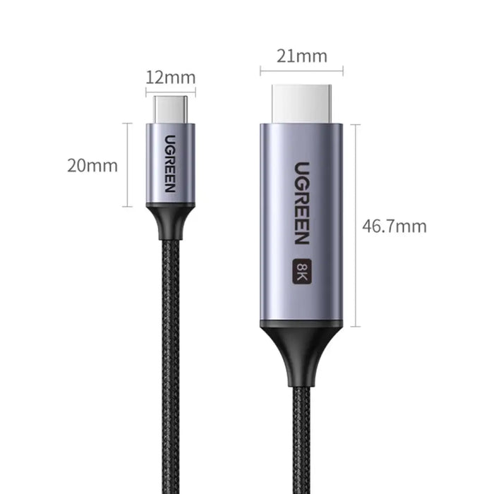 USB C - HDMI 2.1 8K 60Hz Cable 1.5m Ugreen CM565 - Gray - Video cables<<<HurtelXML