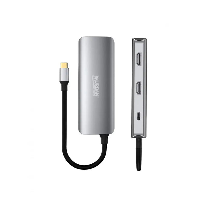 USB-C Hub Urban Factory MHC55UF Grey - Компютър Мрежи и компоненти<<<Компютри| Електроника<<<BigBuy&&&HUB