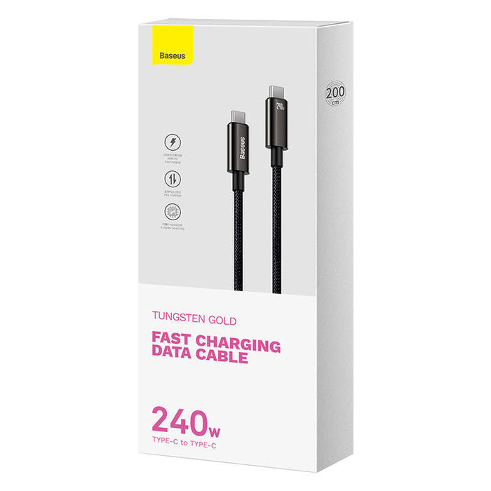 USB-C to USB-C cable Baseus Tungsten Gold 240W 2 m (black) - USB-C to USB-C<<<USB cables<<<GSM