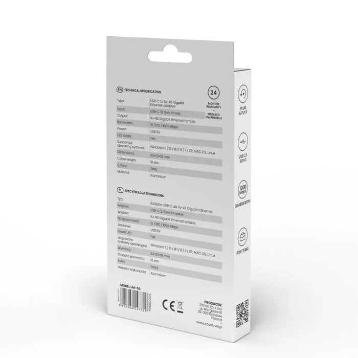 USB-C to Ethernet Adapter Savio AK-56 - Адаптери<<<Компютър Кабели и адаптери<<<Компютри|