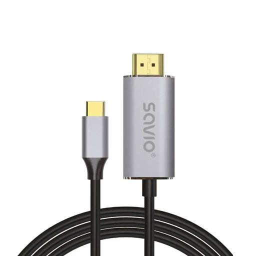 USB-C to HDMI 2.0B cable 2m silver / black gold tips SAVIO CL-171 - USB cablesKBA-USB<<<Cables
