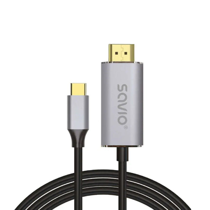 USB-C to HDMI 2.0B cable 2m silver / black gold tips SAVIO CL-171 - USB cablesKBA-USB<<<Cables