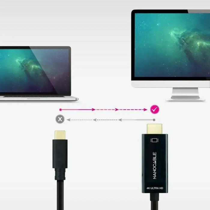USB-C to HDMI Cable NANOCABLE 10.15.5105 5 m Black - Адаптери<<<Компютър Кабели и адаптери<<<Компютри|