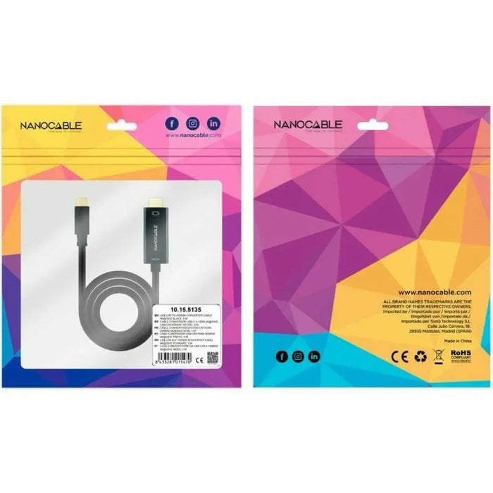 USB-C to HDMI Cable NANOCABLE 10.15.5135 5 m Black - Компютър Кабели и адаптери<<<Компютри|
