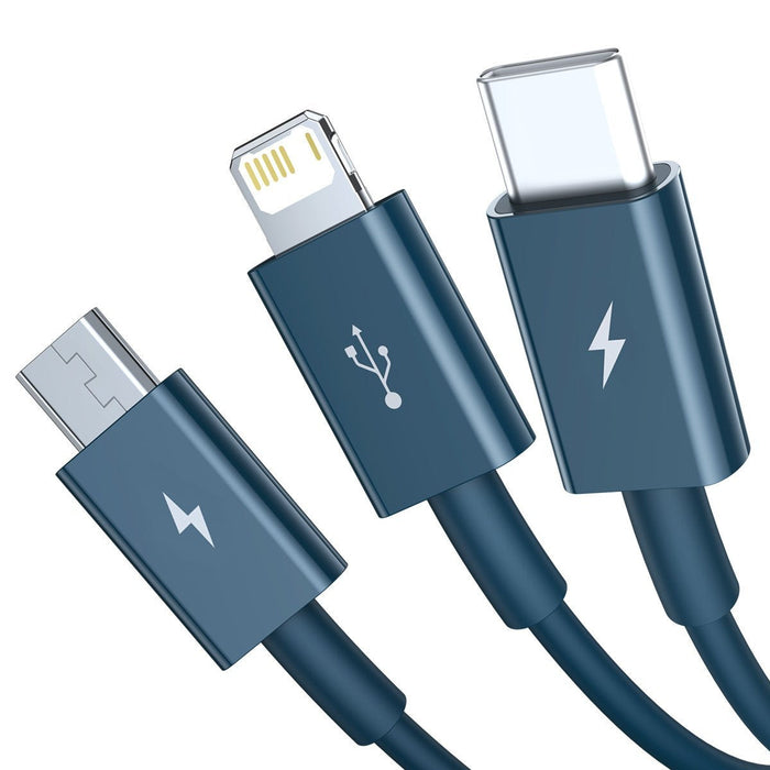 USB cable 3in1 Baseus Superior Series USB to micro USB / USB-C / Lightning 3.5A 1.5m (blue) - Combo Cables<<<USB
