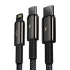 USB cable 3in1 Baseus Tungsten Gold USB to micro USB / USB-C / Lightning 3.5A 1.5m (black) - Combo Cables<<<USB