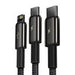 USB cable 3in1 Baseus Tungsten Gold USB to micro USB / USB-C / Lightning 3.5A 1.5m (black) - Combo Cables<<<USB
