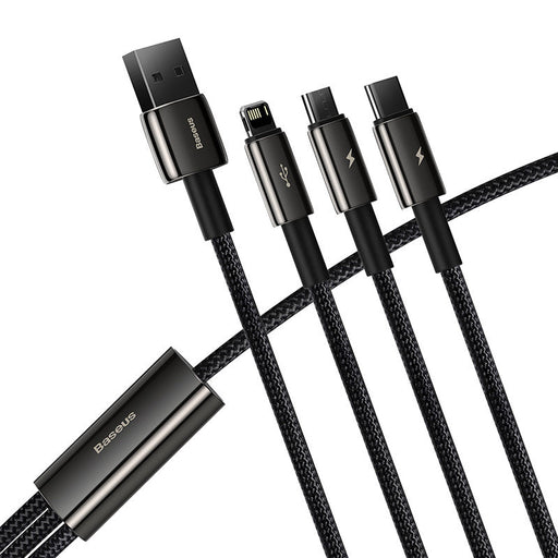 USB cable 3in1 Baseus Tungsten Gold USB to micro USB / USB-C / Lightning 3.5A 1.5m (black) - Combo Cables<<<USB