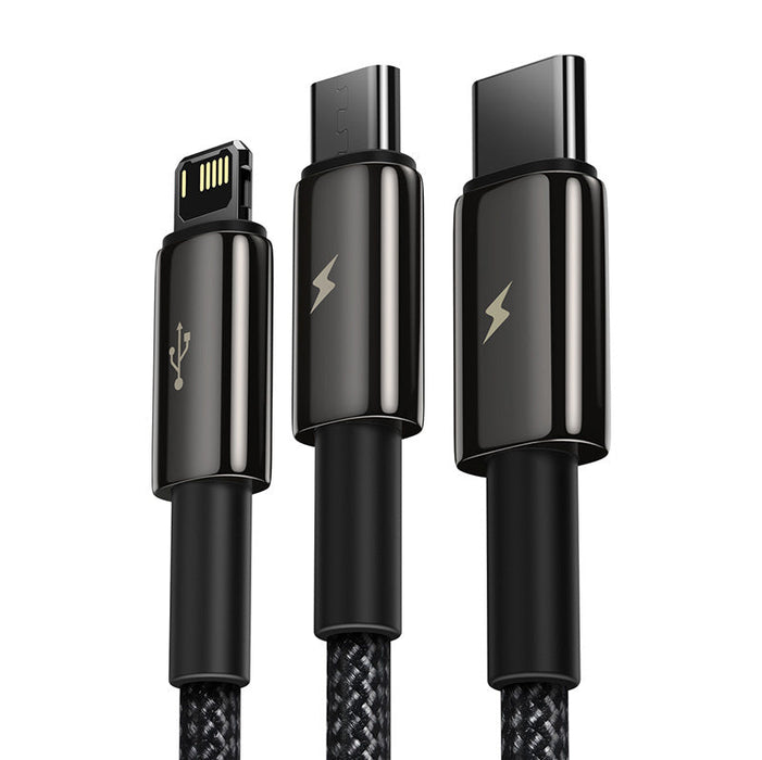 USB cable 3in1 Baseus Tungsten Gold USB to micro USB / USB-C / Lightning 3.5A 1.5m (black) - Combo Cables<<<USB