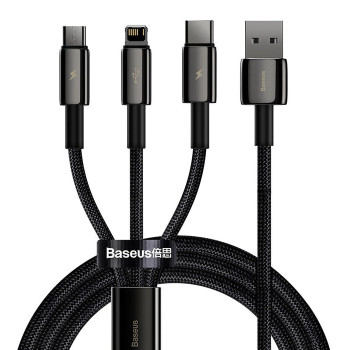 USB cable 3in1 Baseus Tungsten Gold USB to micro USB / USB-C / Lightning 3.5A 1.5m (black) - Combo Cables<<<USB