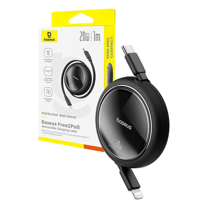 USB Cable Baseus Free2Pull USB-C to iP 20W 1m (black) - USB-C to Lightning<<<USB cables<<<GSM